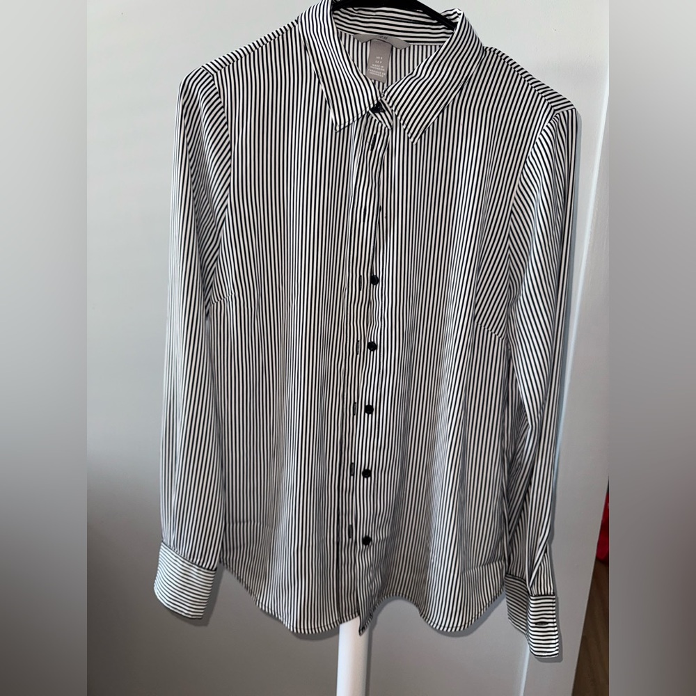 H&M Women’s Black and White Striped Blouse